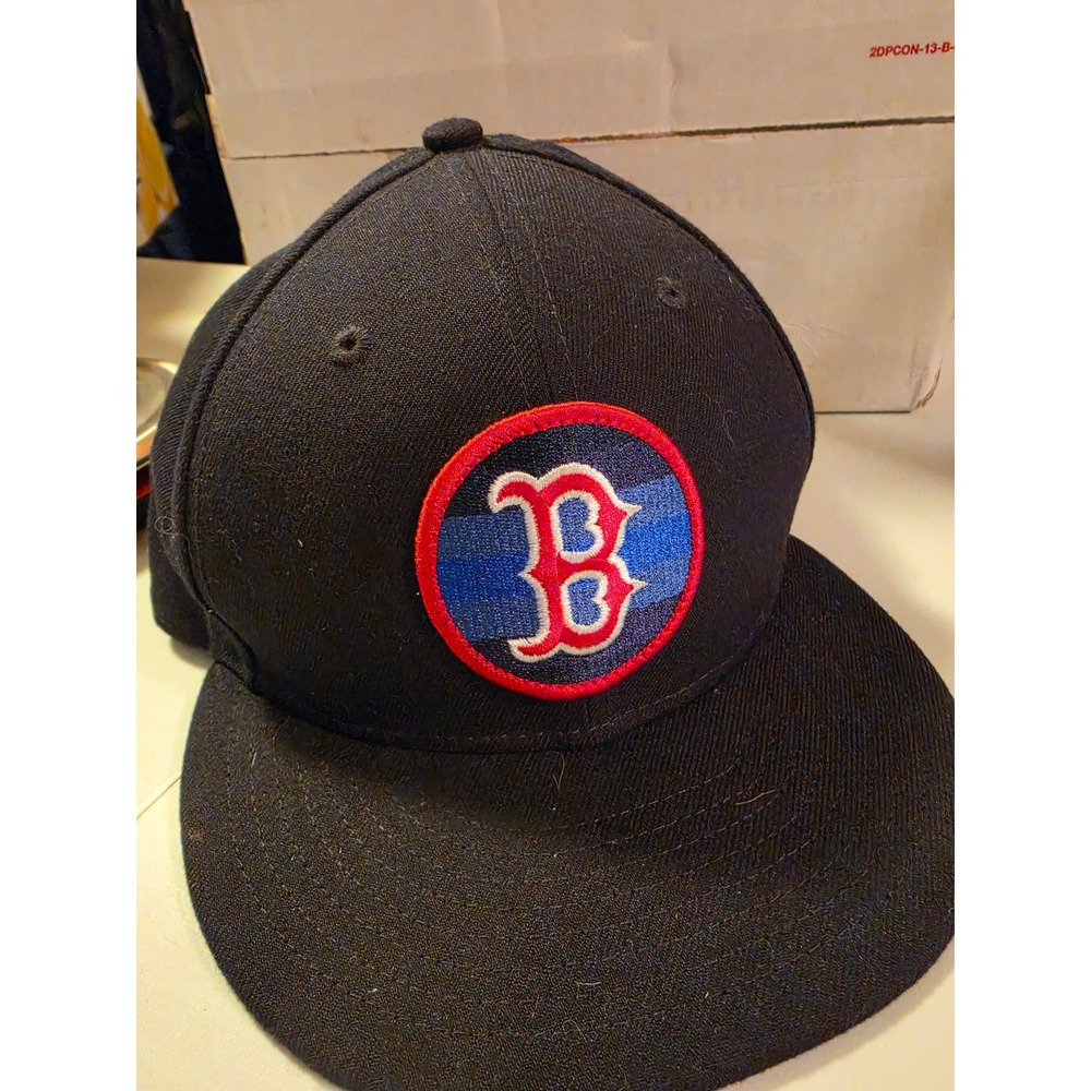 New Era 59FIFTY Boston Red Sox Fitted Hat 7 1/2 Navy Blue Red B Logo Cap